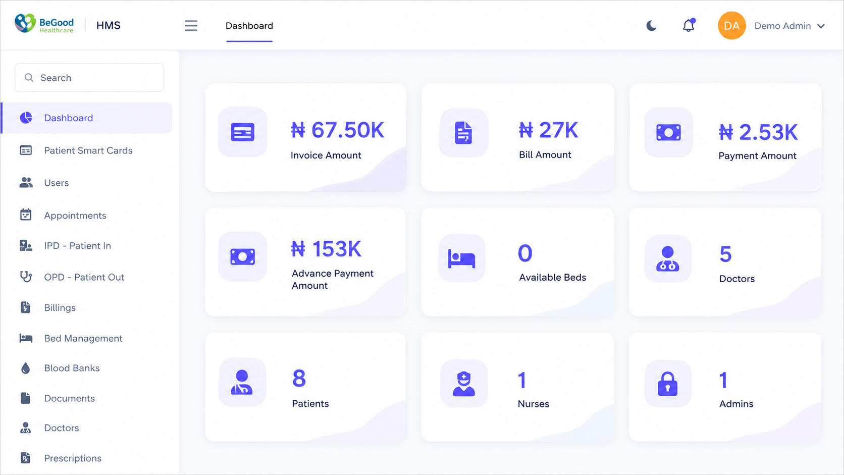 Hospital Management System dashboard preview