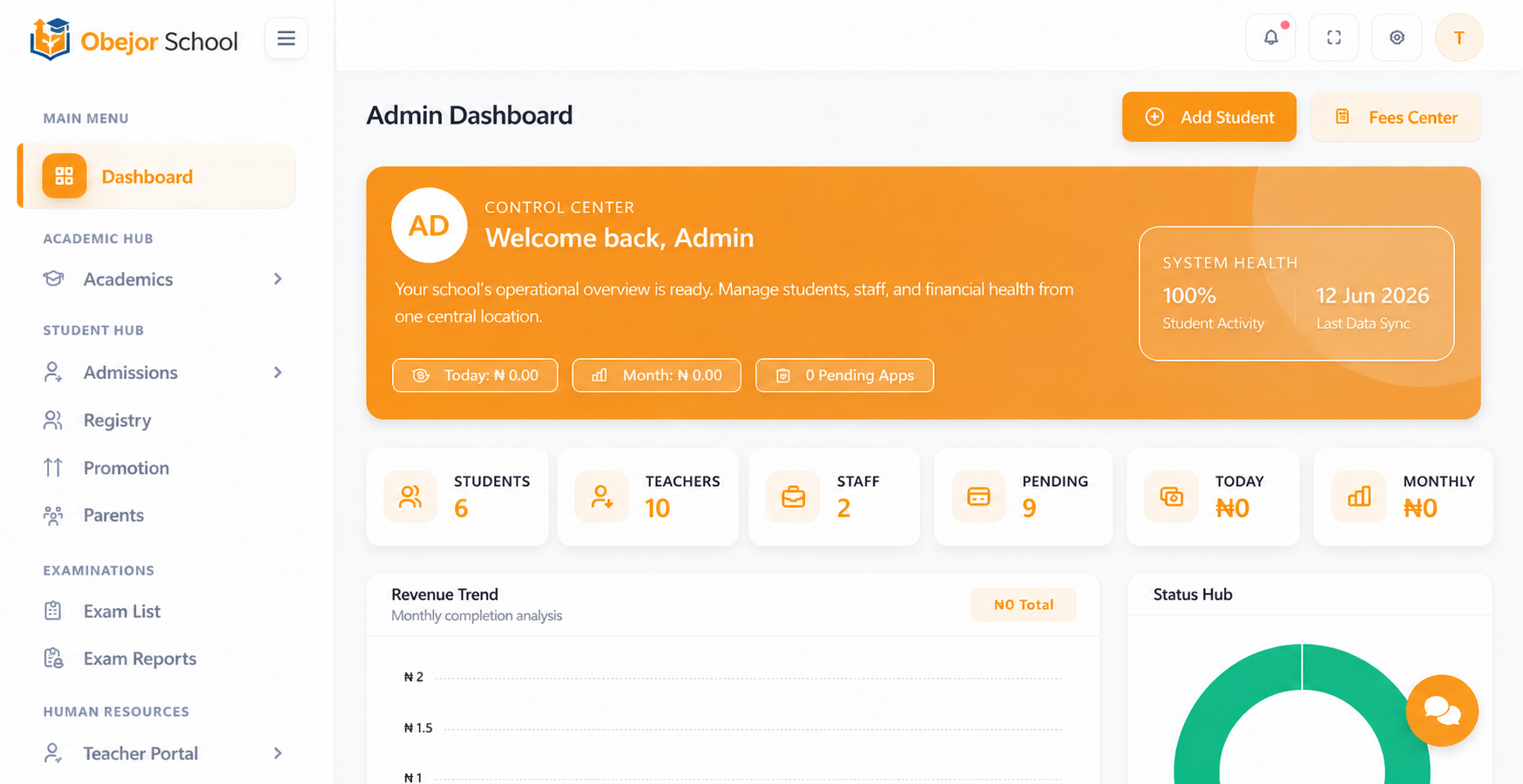 School Management System dashboard preview